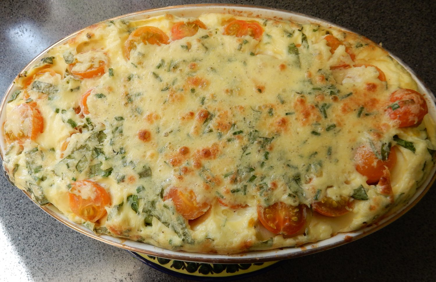 Tomato clafouti, a delicious part of a meal.